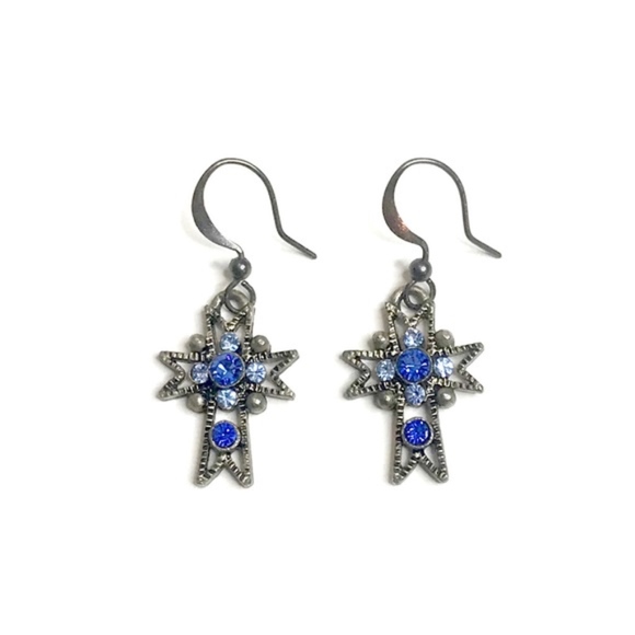 Mystic Gothic crystal cross chrome earrings - Picture 1 of 8